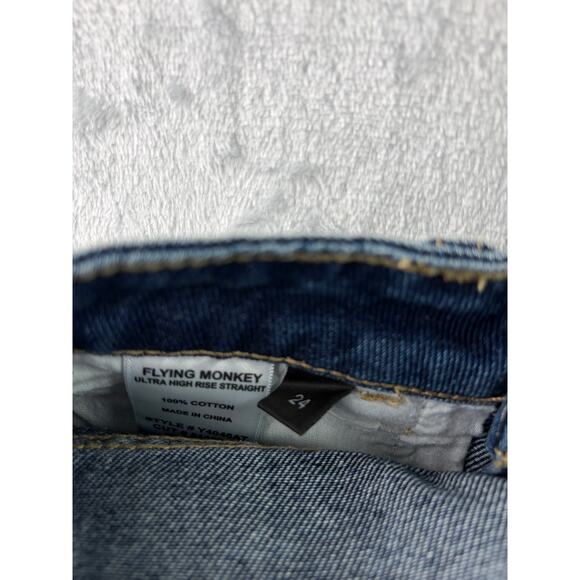 Flying Monkey Ultra High Rise Straight Jeans – Distressed Medium Wash – Size 24 - Picture 4 of 7